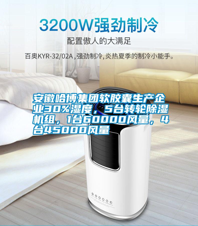 安徽哈博集團軟膠囊生產企業30%濕度，5臺轉輪除濕機組，1臺60000風量，4臺45000風量